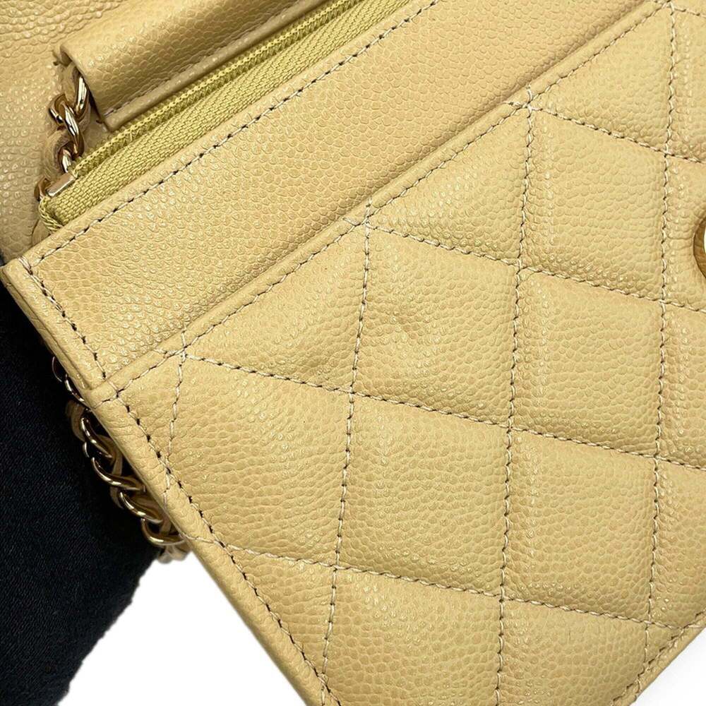 CHANEL Authentic Cream Caviar Leather Logo Wallet - Picture 8 of 16